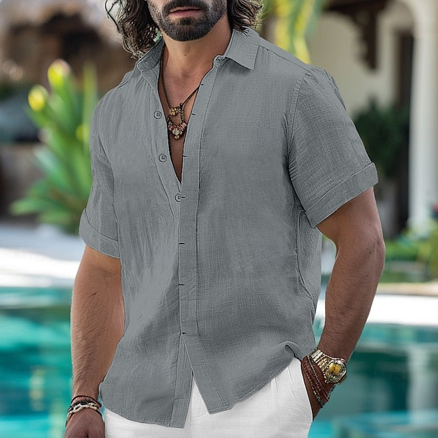 Down Linen Button Shirt Summer Men's