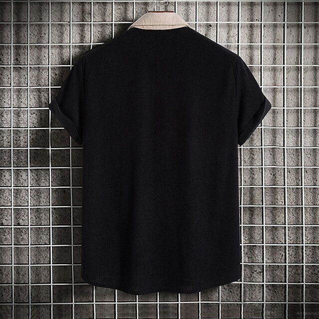 Shirt Summer Casual Beach Men's Up Button