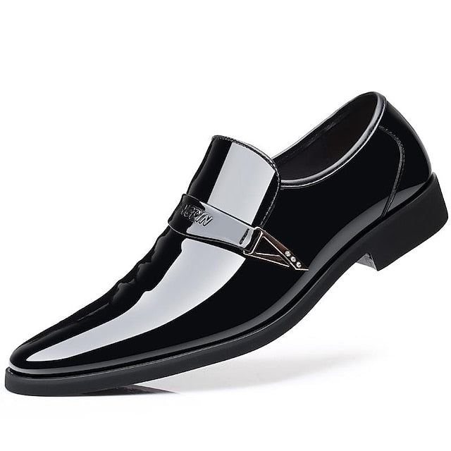 Shoes Pattern Men's Crocodile Patent Leather Dress Black