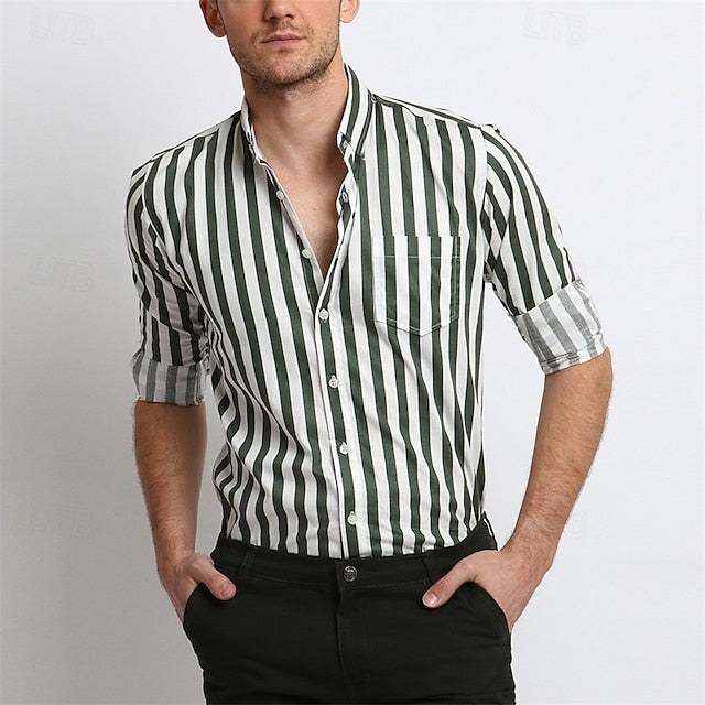 Casual Shirt Beach Men's Button Summer Up