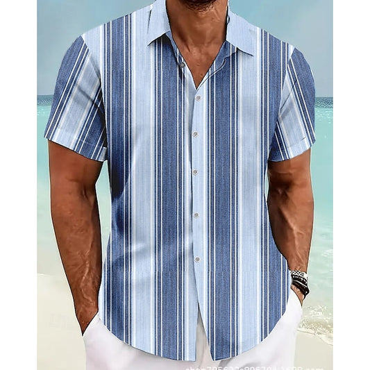 Button Summer Casual Beach Men's Up Shirt