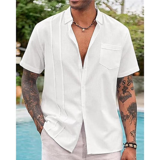 Men's Shirt Cotton Linen Casual Plain