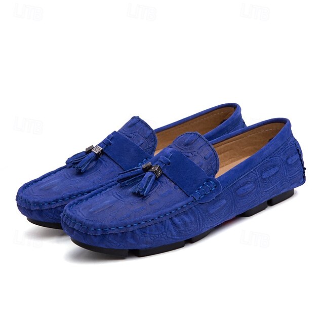 Tassel Men's and Faux with Loafers Brown Suede Detail