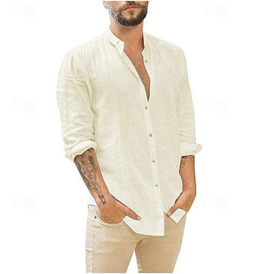 Linen Shirt Men's Beach Cotton Summer