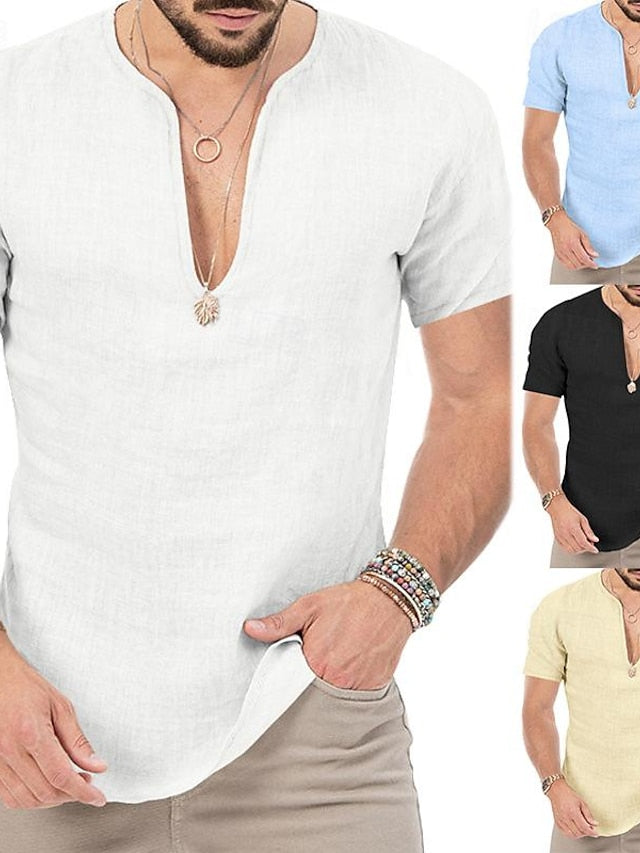 Men's Hawaiian Shirt Summer Plain Casual Beach