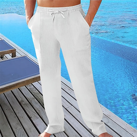 Summer Beach Men's Linen Pants Trousers Pocket Pants Pants