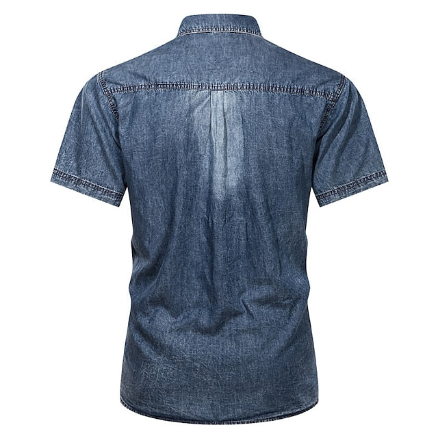 Men's Button Summer Jeans Chambray Shirt