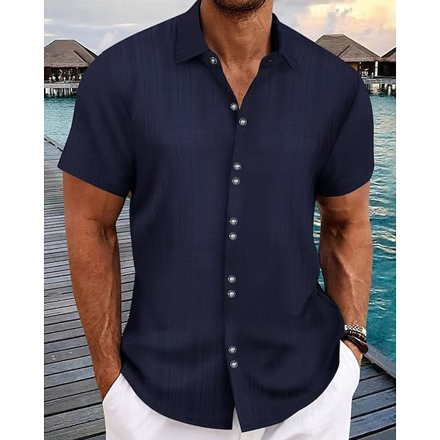 Men's Up Shirt Summer Beach Casual Button