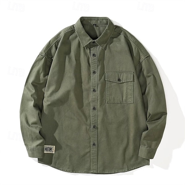 Button Workwear Shirt Shirts Men's Work Up
