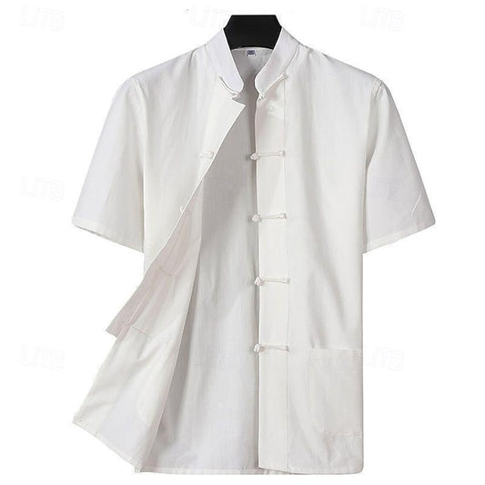 Up Men's Shirt Casual Button Linen Cotton