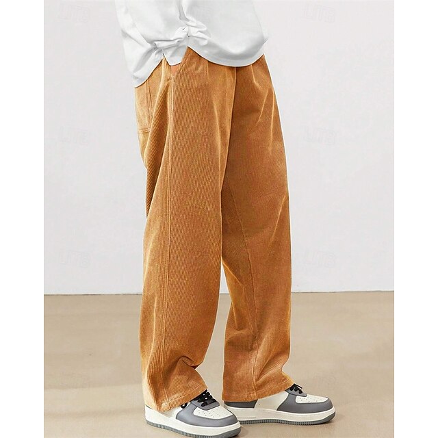 Trousers Pants Straight Leg Men's Corduroy Athletic