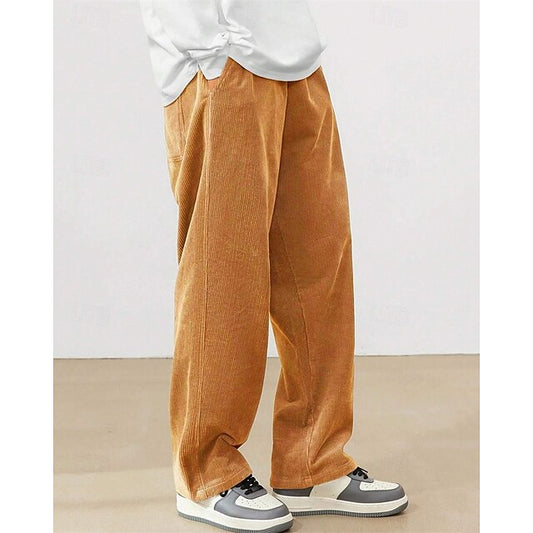 Trousers Pants Straight Leg Men's Corduroy Athletic