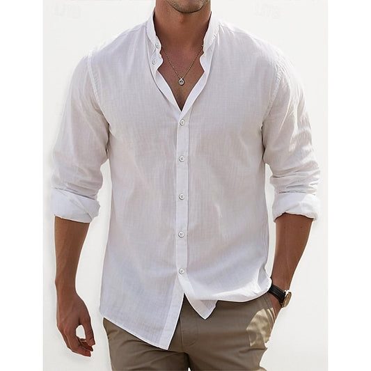 Shirt Band Wear Collar Summer Beach Men's