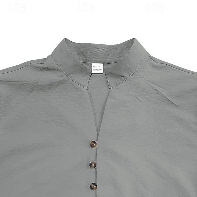 Mandarin Chinese Linen Men's Collar Shirt