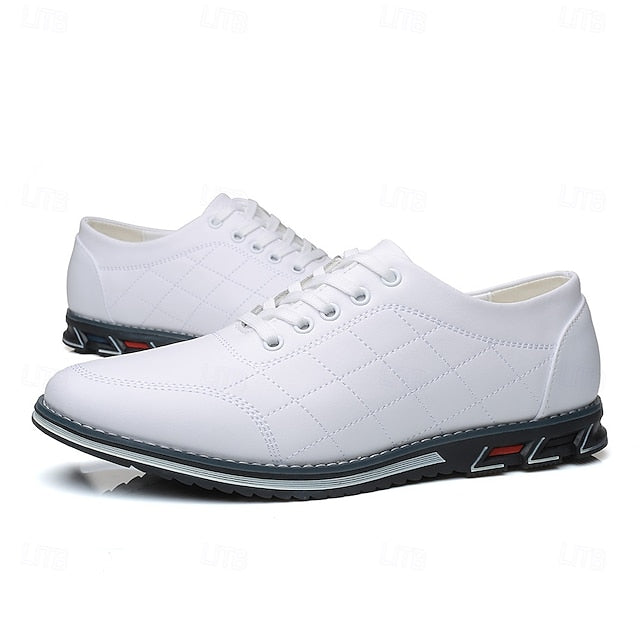 Lace-Up Sneakers Quilted Leather - Stylish Blue Men's Faux