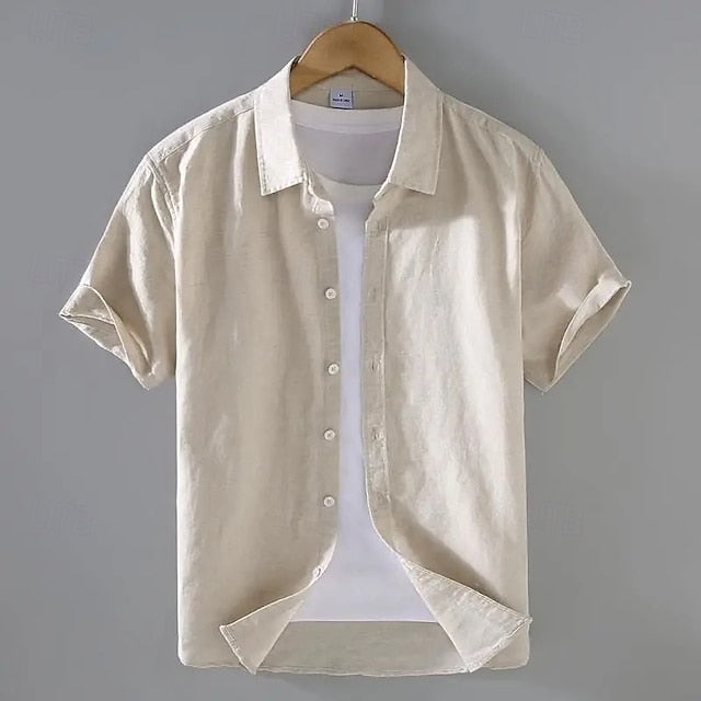 Cotton Linen Men's Casual Button Shirt Up