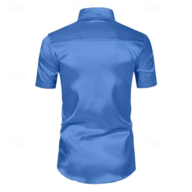Shirt Satin Casual Men's Summer Beach Wear