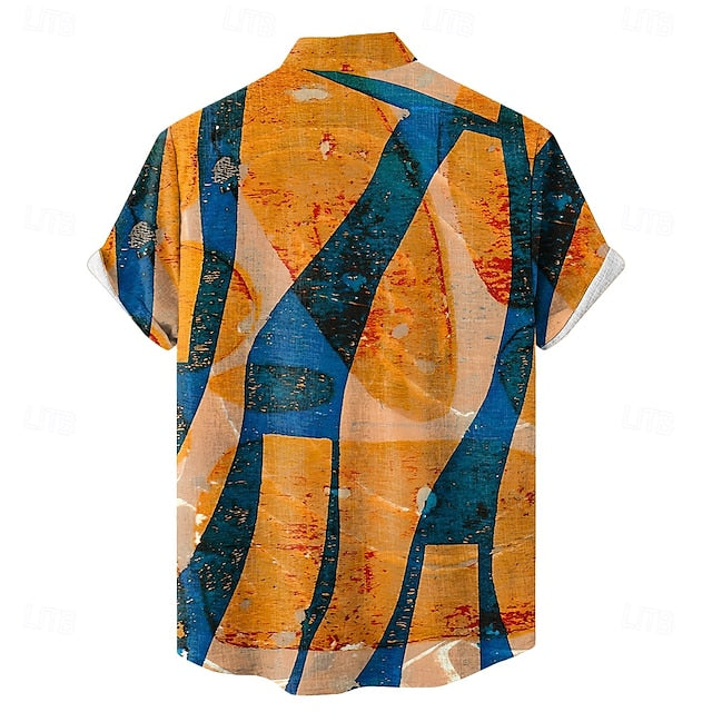 Linen Men's Button Up Shirt Wear Beach Summer