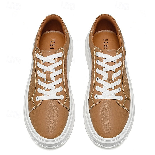 Low-Top Faux Green Leather Men's Sneakers
