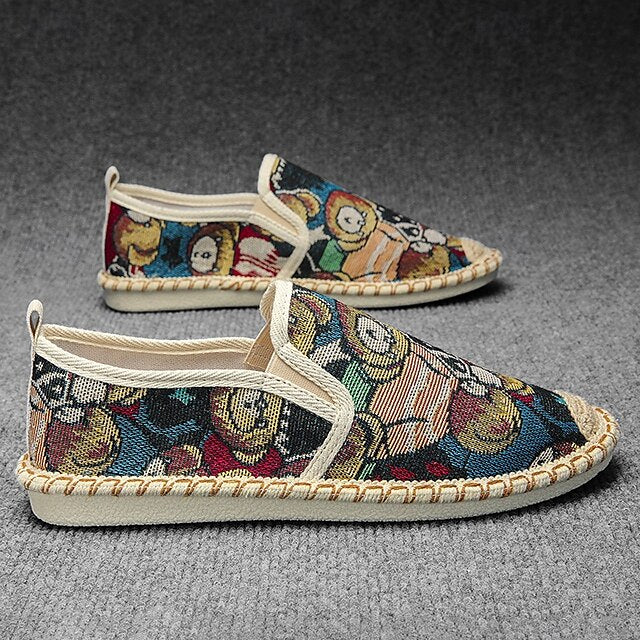 Shoes with Print Canvas Men's Animal Espadrille Slip-On