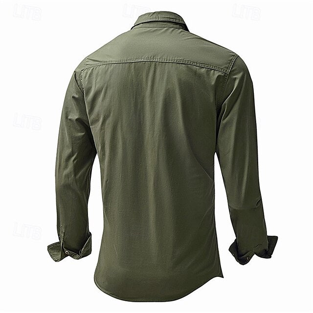 Men's Casual Cargo Summer Button Up Shirt