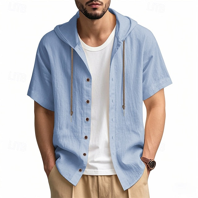 Cotton White Shirt Casual Men's Up Button