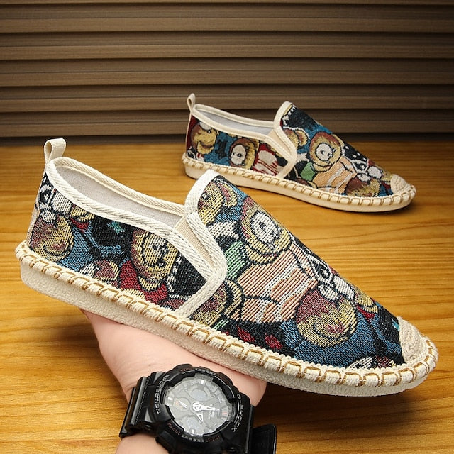 Shoes with Print Canvas Men's Animal Espadrille Slip-On