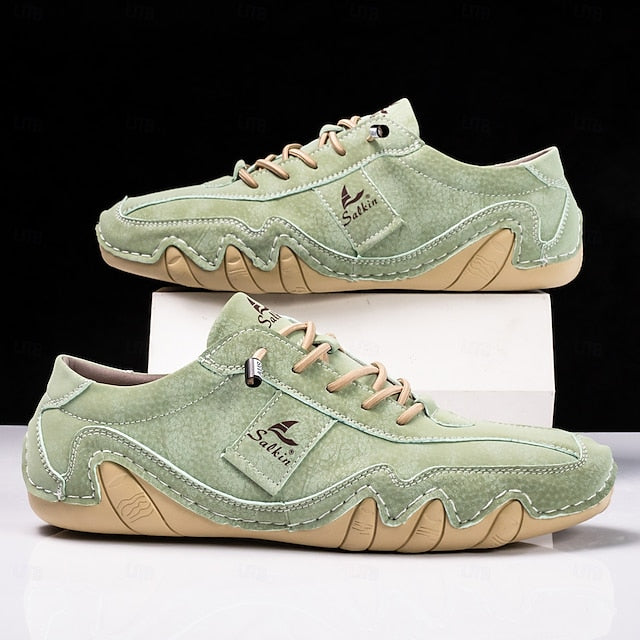 with Men's Green Leather Unique Sneakers Casual Faux