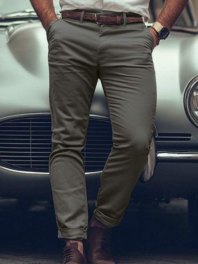 Trousers Chinos Men's Casual Pants Buttons Chino