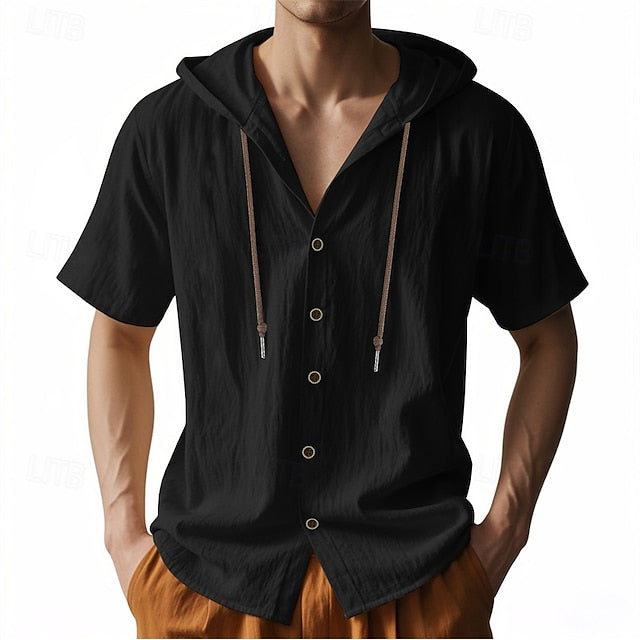 Cotton White Shirt Casual Men's Up Button
