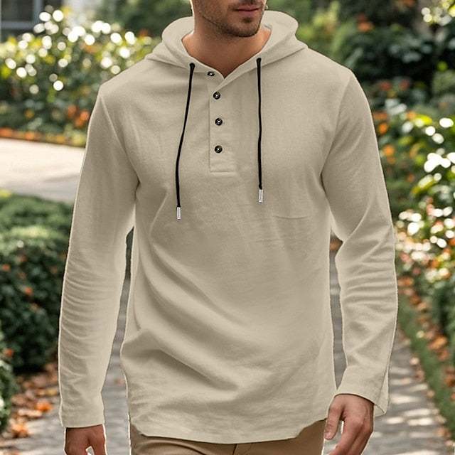 Beach Men's Shirt Solid Wear Color Plain Hooded /