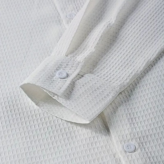 Men's Summer Knit Casual Shirt Waffle