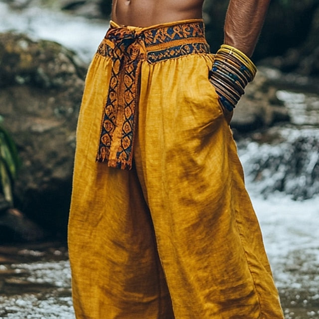 Men's Pants Baggy Pocket Color Summer Pants Bloomers Block