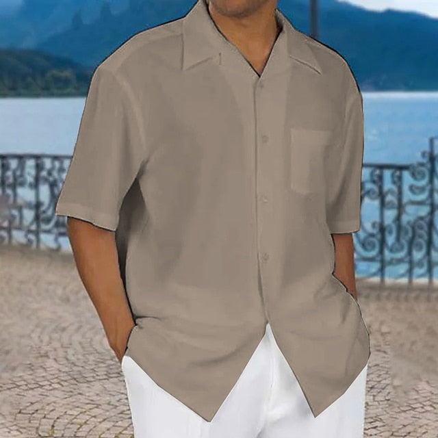 Up Men's Shirt Button Casual Summer Beach