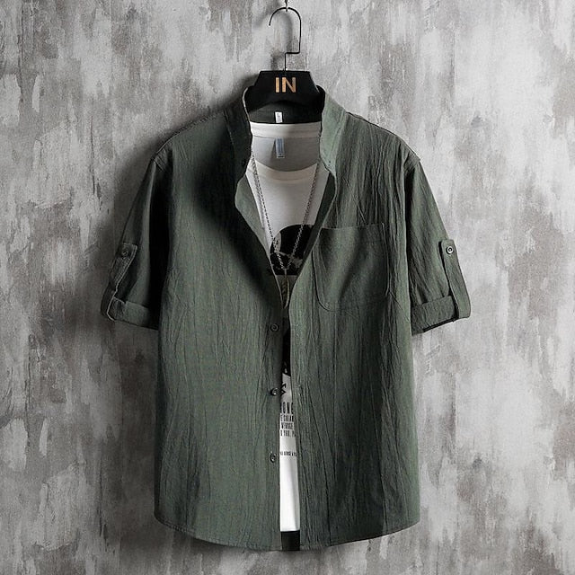 Chinese Collar Mandarin Shirt Men's