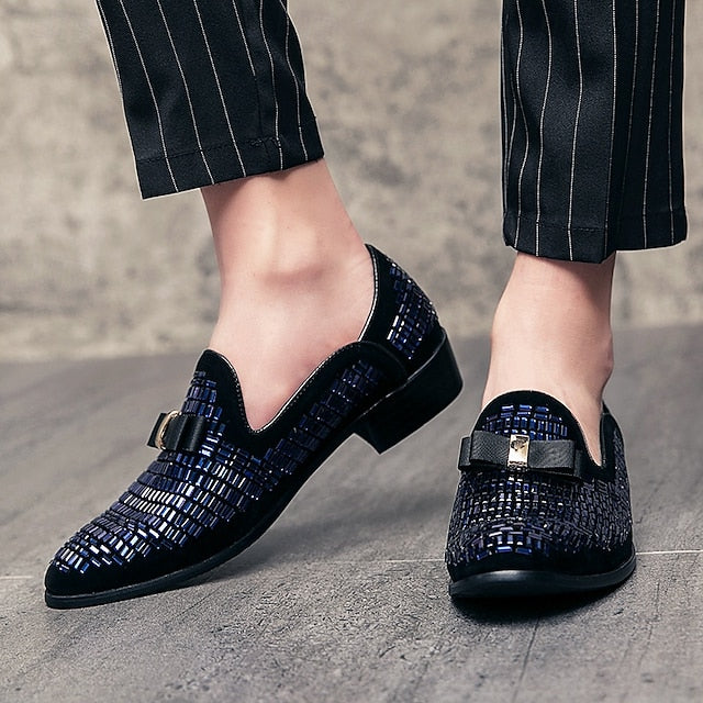 Men's Loafers – Silver Strap Elegant Monk Prom Woven and