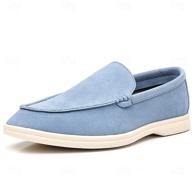 Slip-On Breathable Men's Faux – Casual Light Blue Loafers