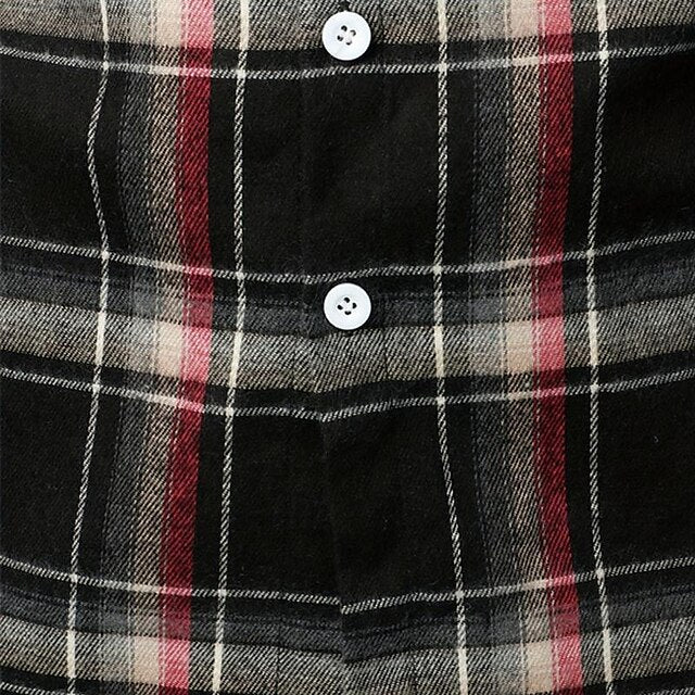 Shirt Wedding Dress Party Men's Up Plaid Button