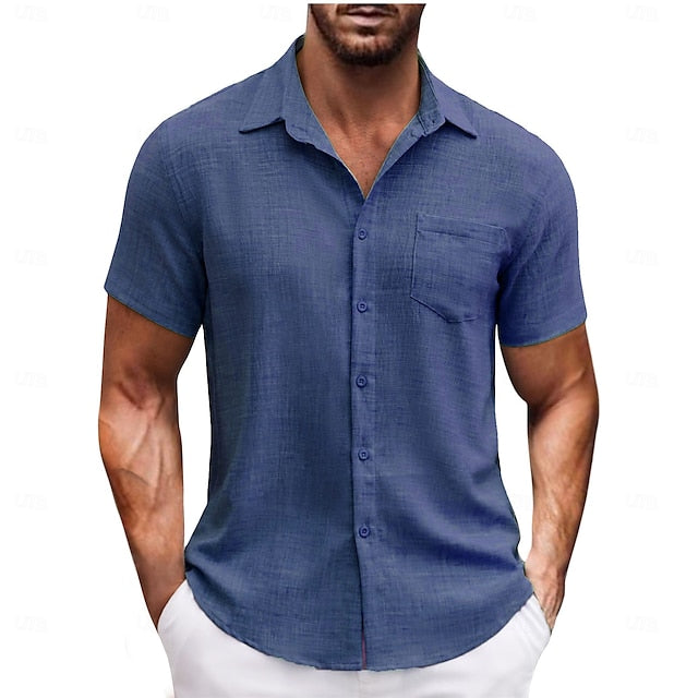 Up Beach Casual Button Summer Shirt Men's