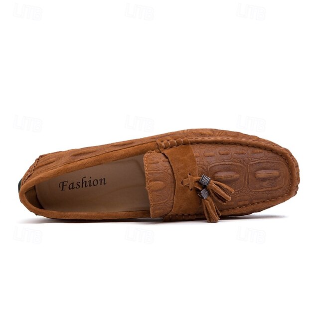 Tassel Men's and Faux with Loafers Brown Suede Detail