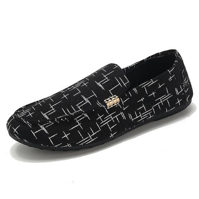 – Printed Loafers Casual White Men's Lightweight Slip-On