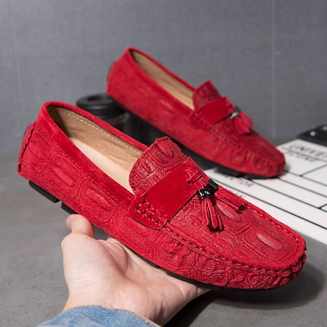 Tassel Men's and Faux with Loafers Brown Suede Detail