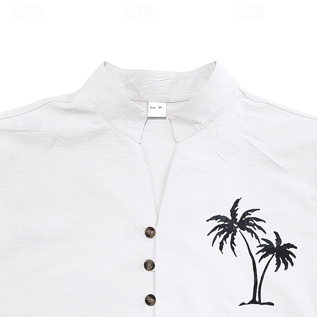 Button Men's Up Summer Linen Shirt Wear Beach