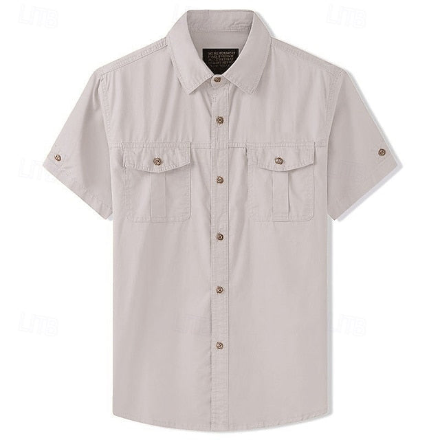 Shirt Cargo Up Button Men's Summer Casual