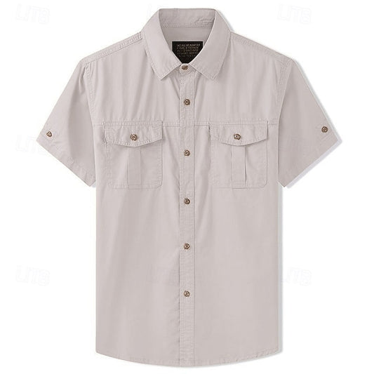 Shirt Cargo Up Button Men's Summer Casual