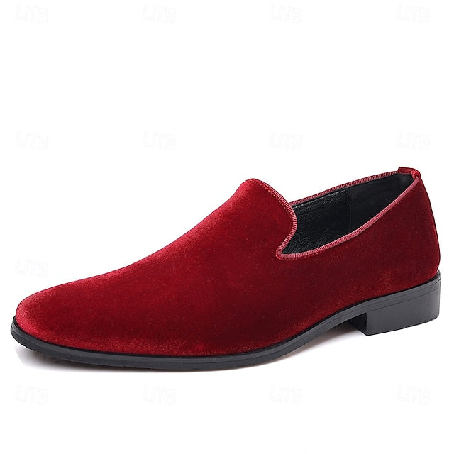 Red Dress Velvet Men's Shoes Slip-On