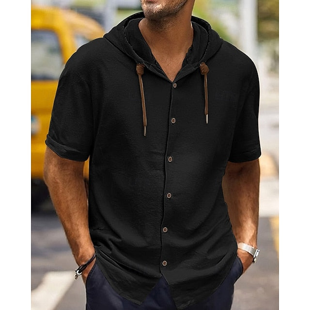 Up Shirt Men's Casual Linen Plain Button