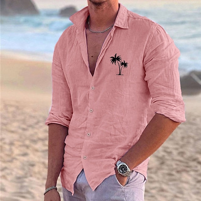 Popover Linen Shirt Summer Beach Men's