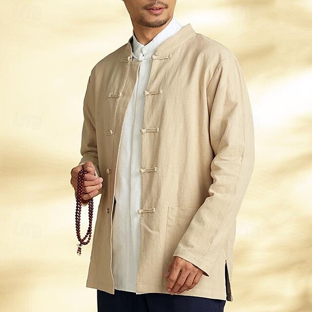 Button Up Casual Linen Men's Shirt Cotton