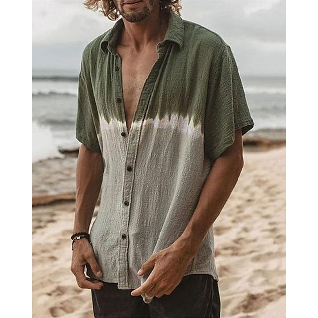 Button Men's Casual Shirt Beach Summer Up